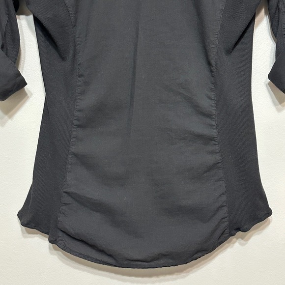 James Perse Button Down Shirt Womens 2 (S) Black Roll Tab Sleeve Quiet Luxury - Picture 6 of 8